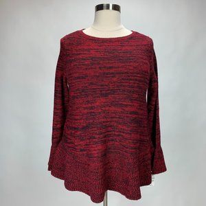 Crew-Neck Flared Sweater Red / Black